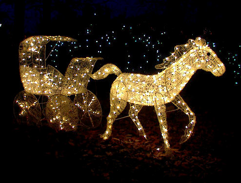 DELUXE HORSE & CARRIAGE LIGHTED CHRISTMAS YARD DISPLAY