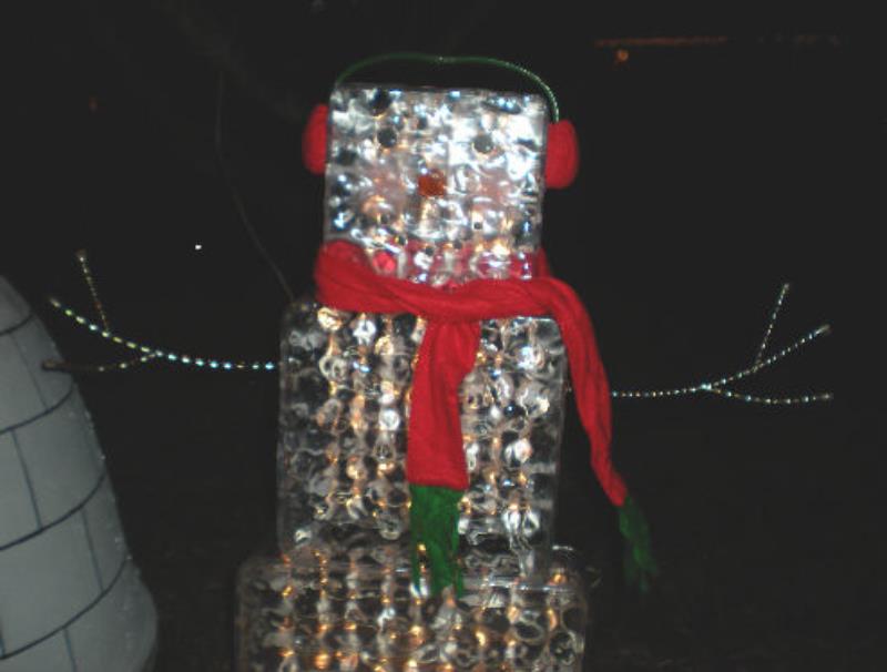 GIANT LIFE SIZE LIGHTED ICE BLOCK SNOWMAN CHRISTMAS OUTDOOR DISPLAY
