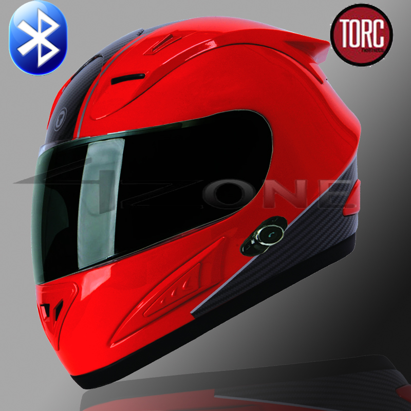 TORC FULL FACE MOTORCYCLE BLUETOOTH HELMET RED CARBON FIBER S M L XL eBay