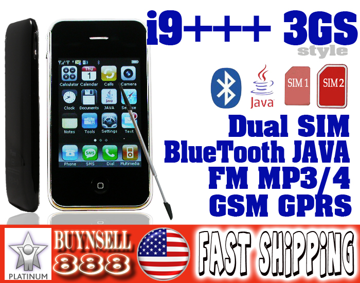 i9    001 I9+++ (i9 3GS) GSM Phone Dual SIM JAVA GPRS I68 3G USA