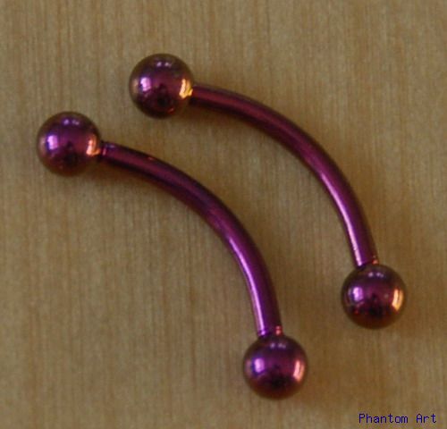 16g Pink SOLID TITANIUM Eyebrow Ring Curve 3/8" Pair