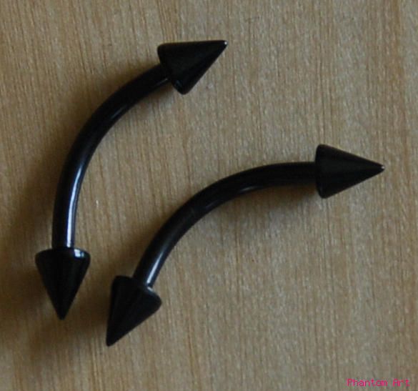 16g Black SOLID TITANIUM Eyebrow Curve /Cone 3/8" Pair