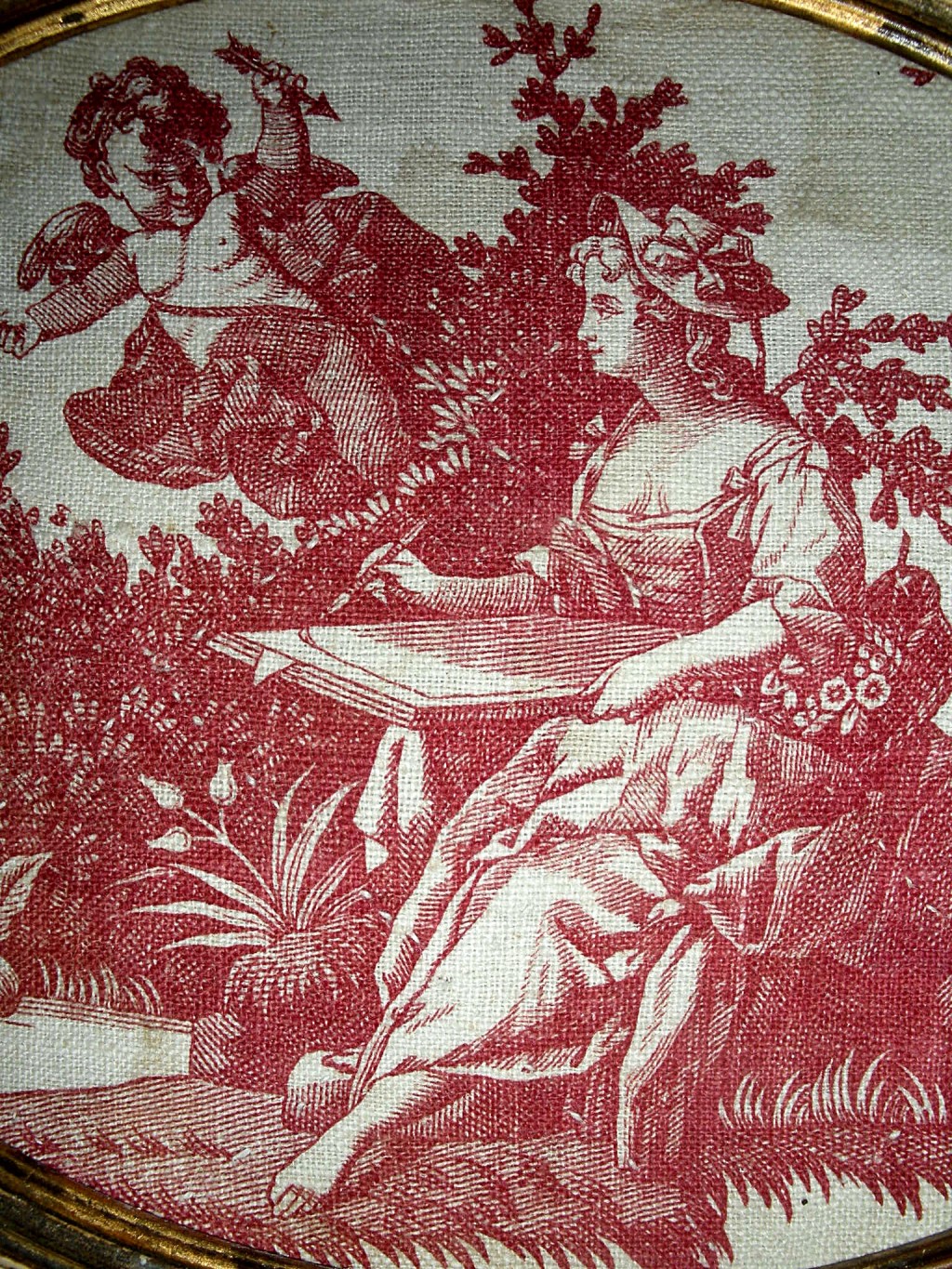 Stunning Huge Piece Antique 19thC French Toile 