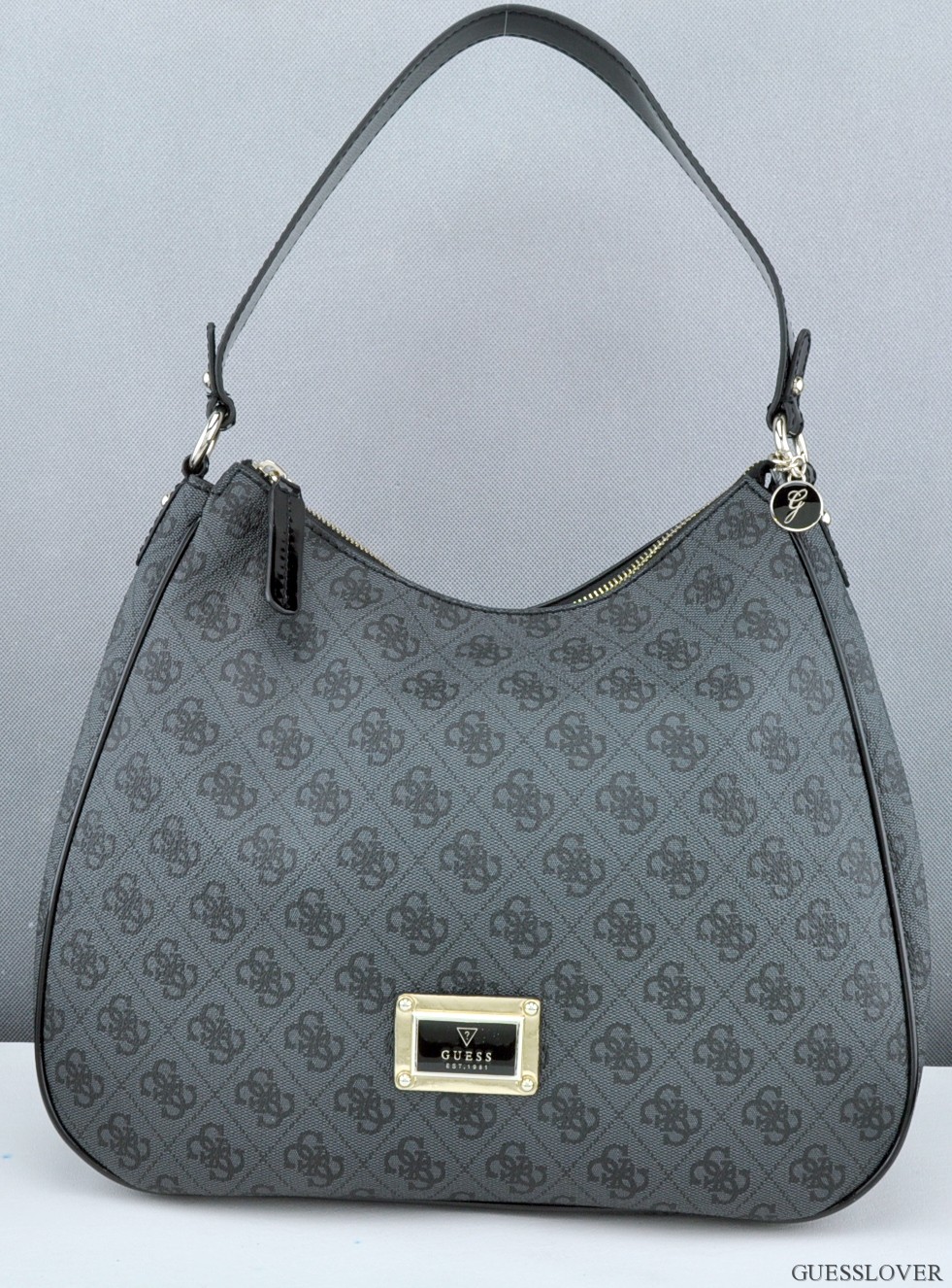 new guess handbag ladies reama satchel bag coal purse usa