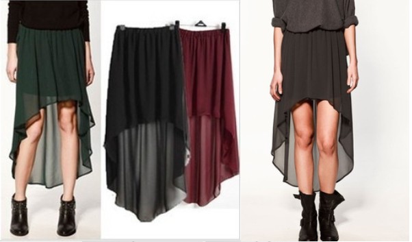 Casual Sexy Tail Cropped A Line Ruffle Sheer Chiffon Dance Dress Long Maxi Skirt