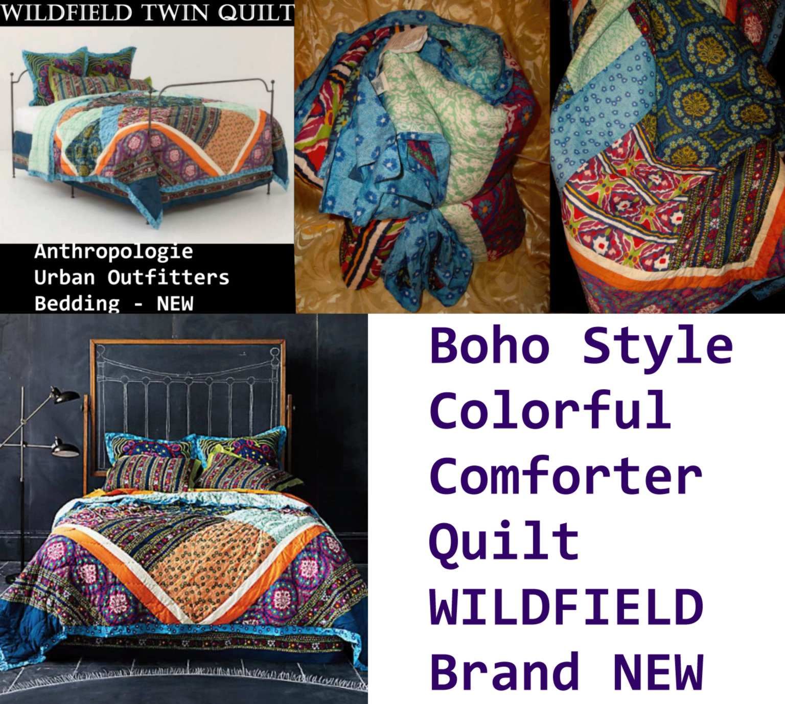 168 Anthropologie Urban Outfitters BOHO WILDFIELD TWIN QUILT Comforter