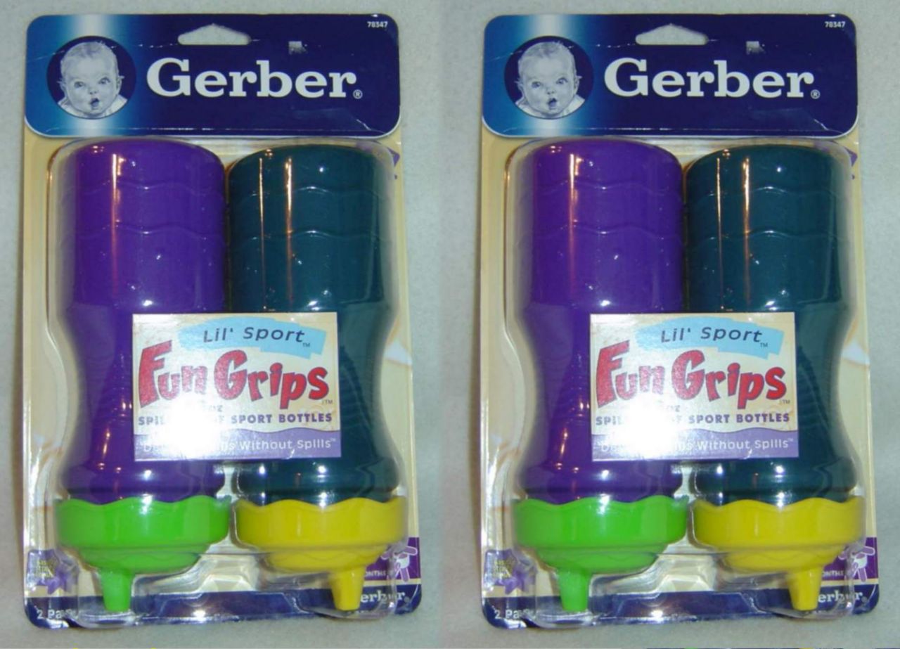 GERBER Fun Grips~4~NEW 2P~TODDLER Sippy Cups~LIL SPORT