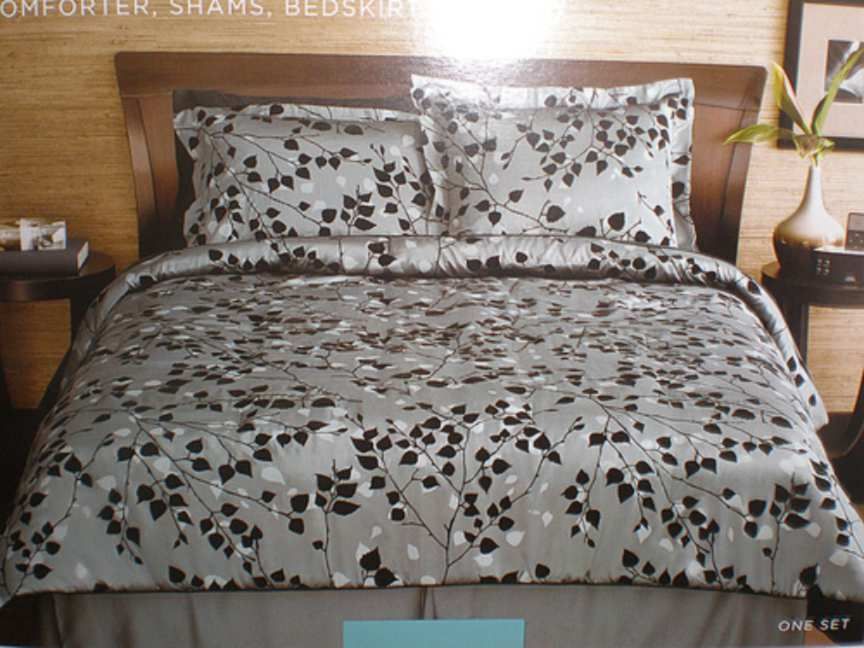 modern home flocked leaf comforter set black charcoal modern home flocked leaf comforter set black charcoal