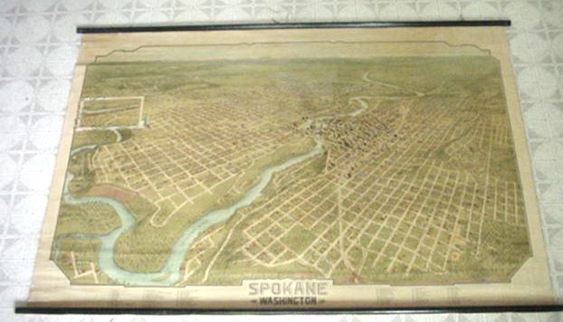 Rare 1905 Spokane Wa Birdseye Panoramic Color Litho Map