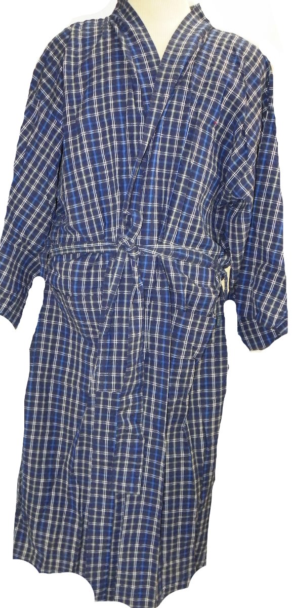 Men's Bathrobe IZOD Sleepwear One Size Fits Most Navy/Light Blue Plaid eBay