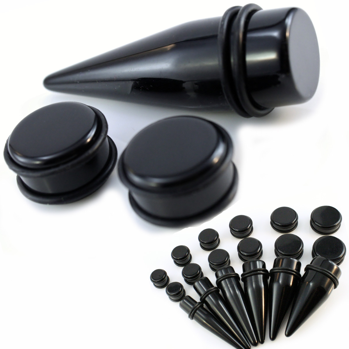 3pc Ear Stretchers Tapers and Plugs 10mm 11mm 12mm 14mm 16mm 19mm 22mm