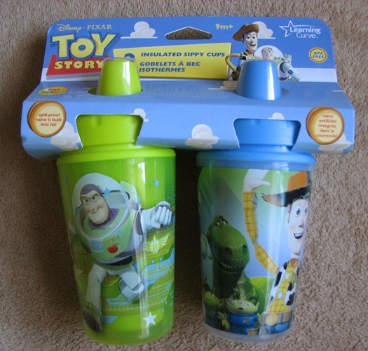 TOY STORY *Buzz & Wood (2) 9oz Insulated Sippy Cups NEW