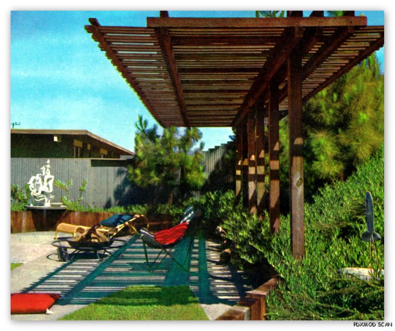 60s BOOK MID CENTURY MODERN GARDEN DESIGN plants lawns rock roses trees