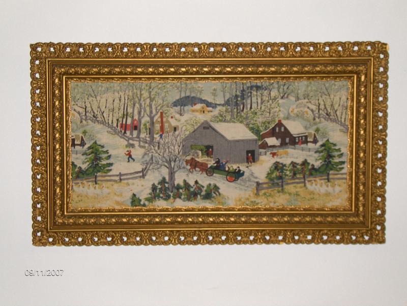 ANTIQUE VICTORIAN ROCOCO GILT FRAME & GRANDMA MOSES
