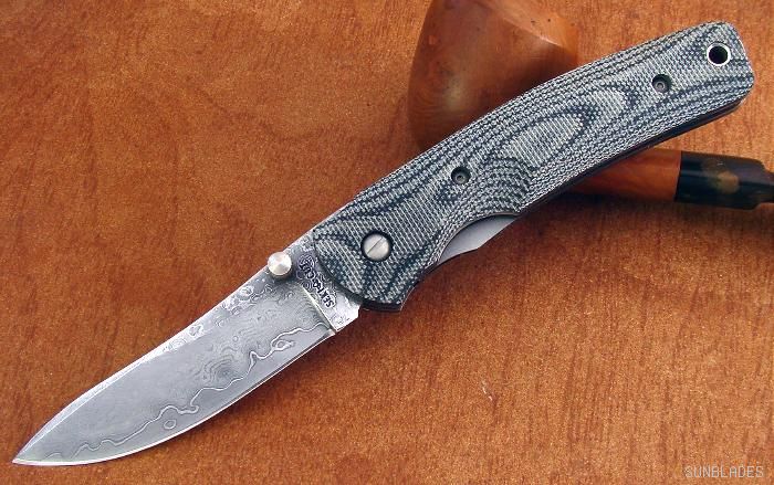 SEKI-CUT DAMASCUS MICARTA FOLDING KATANA POCKET KNIFE