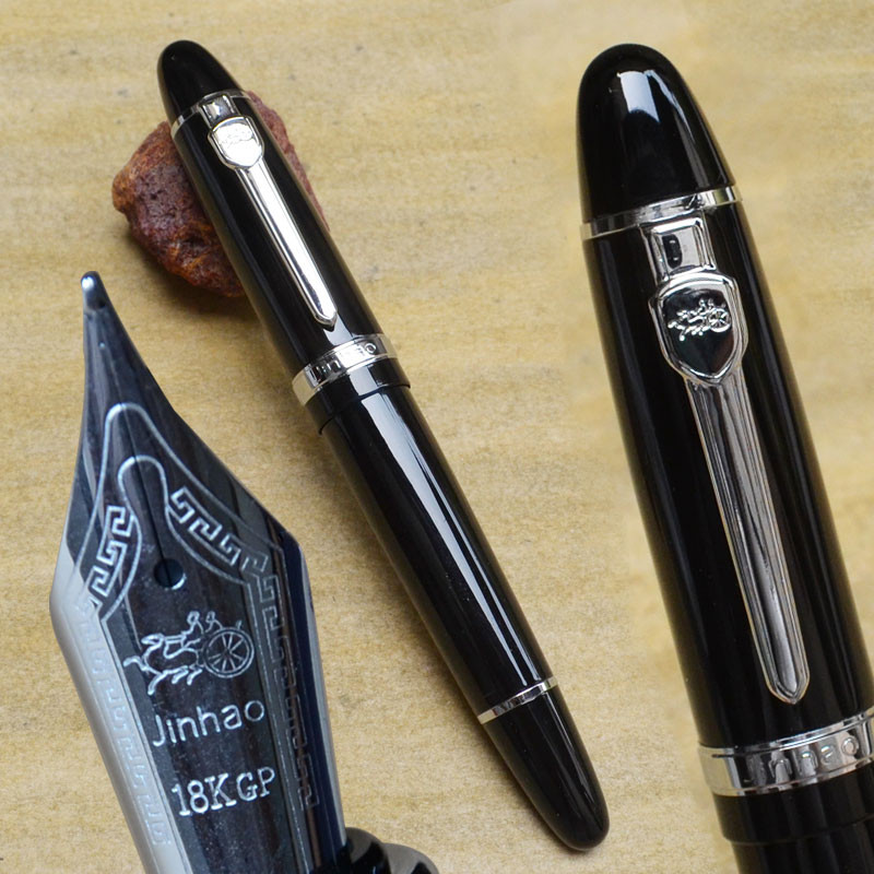 JINHAO 159 BLACK AND SILVER MEDIUM NIB FOUNTAIN PEN THICK eBay