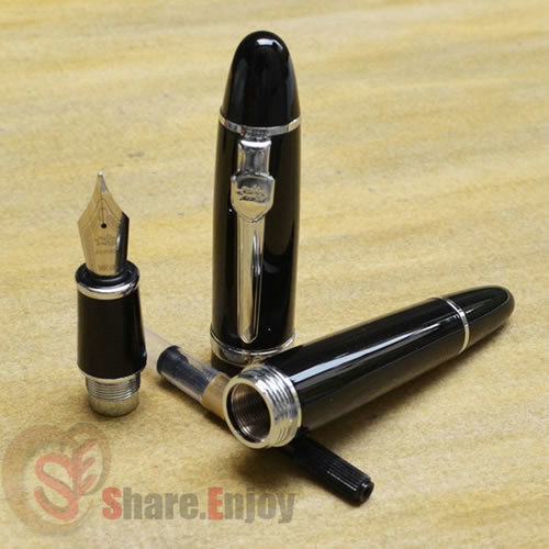 JINHAO 159 BLACK AND SILVER MEDIUM NIB FOUNTAIN PEN THICK eBay