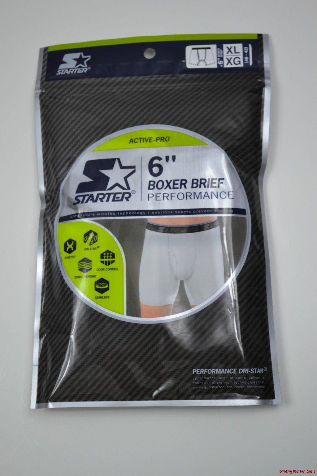 Starter 1 Boxer Brief 6" Performance Dri Star White Underwear Mens Sz S