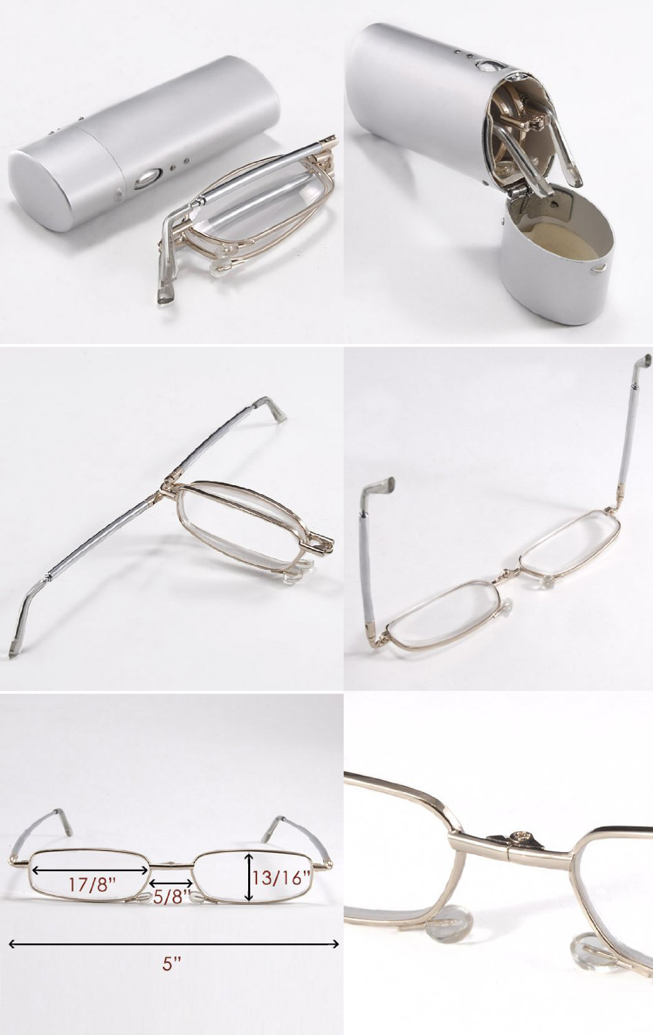 Folding Foldable Reading Glasses Slim Spectacles Travel Pocket Hard