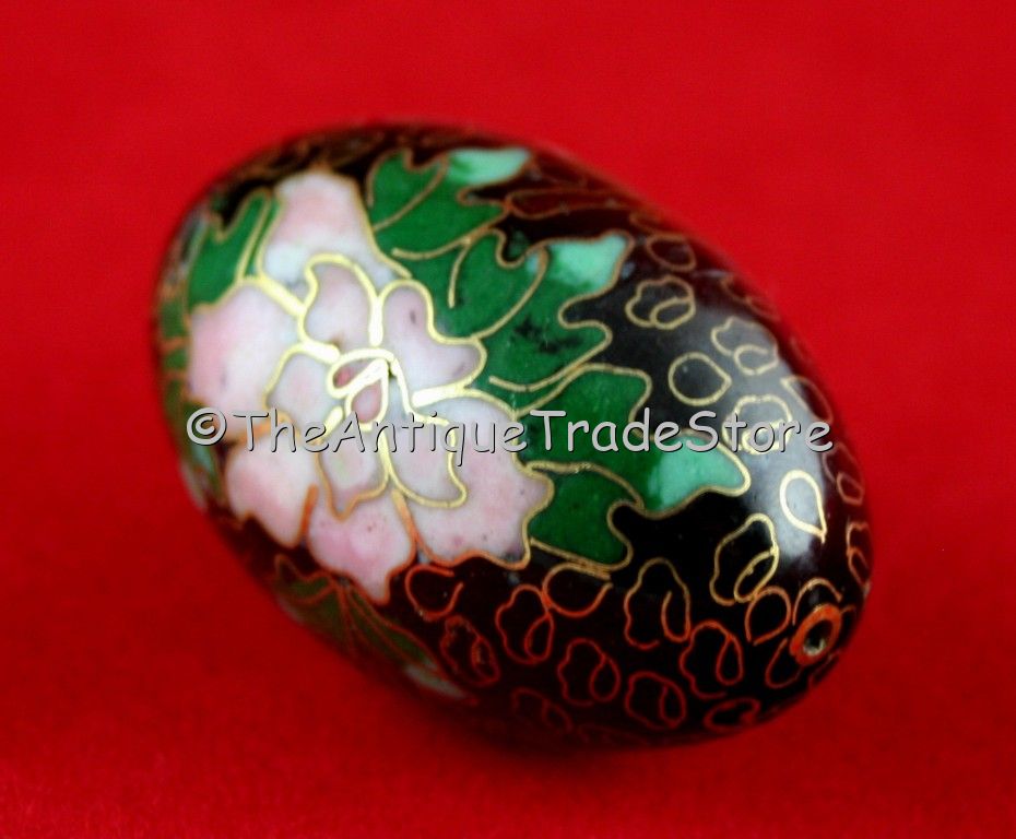Cloisonne black enamel miniature Egg jewelry ornament