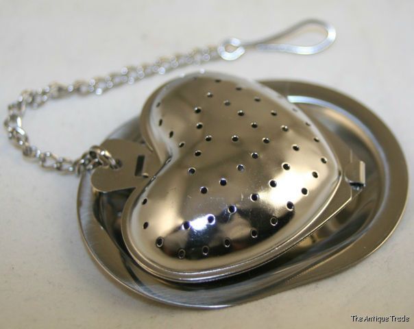 1980s Vintage stainless steel Hearth shaped Tea infuser with original box