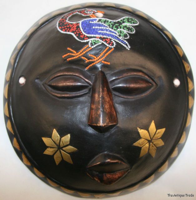 Antique 19c hand carved wood N W Pacific Indian Raven Steals the Sun Mask