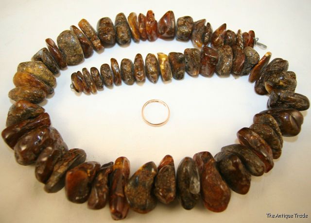 Vintage very rare Black Baltic Amber large natural nuggets necklace 220g