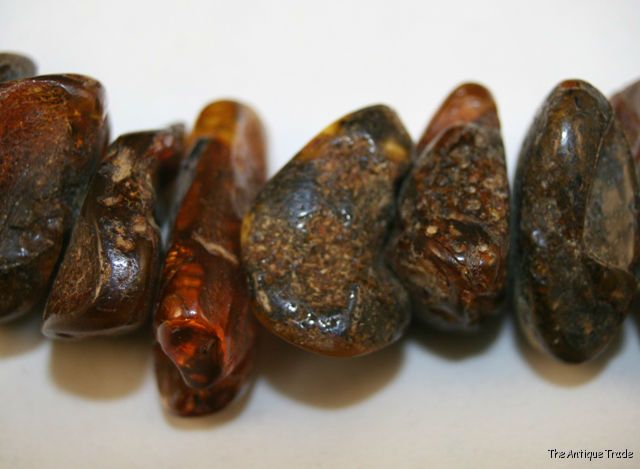 Vintage very rare Black Baltic Amber large natural nuggets necklace 220g