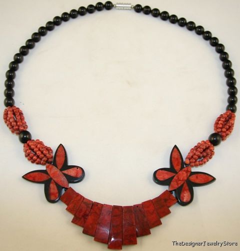 Vintage Art Deco Necklace stone inlay Bakelite