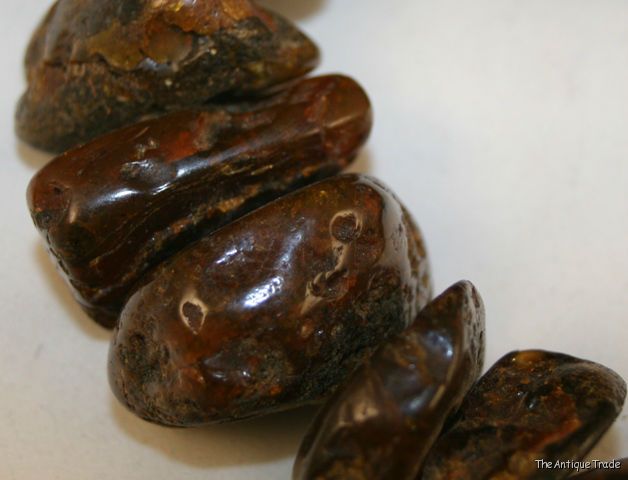 Vintage very rare Black Baltic Amber large natural nuggets necklace 220g
