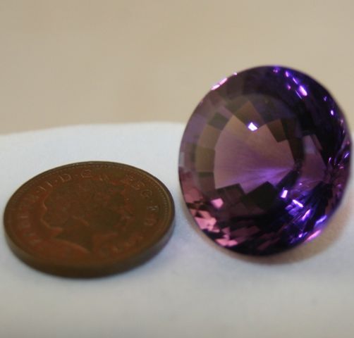 Faceted round giant Amethyst 48.1ct Royal purple am0