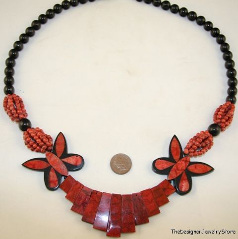 Vintage Art Deco Necklace stone inlay Bakelite