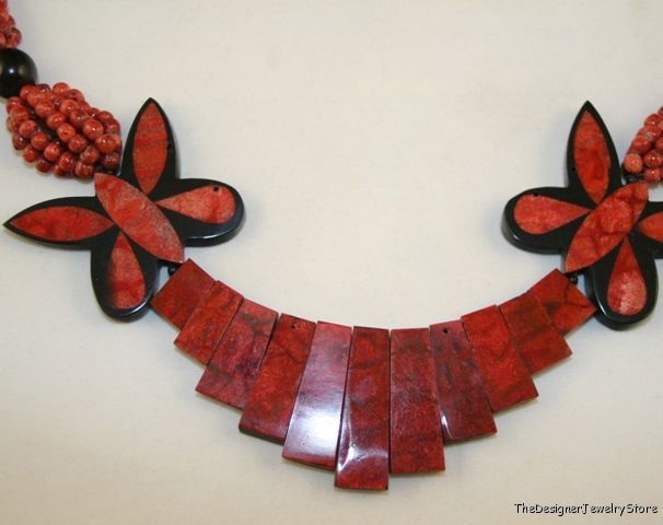 Vintage Art Deco Necklace stone inlay Bakelite