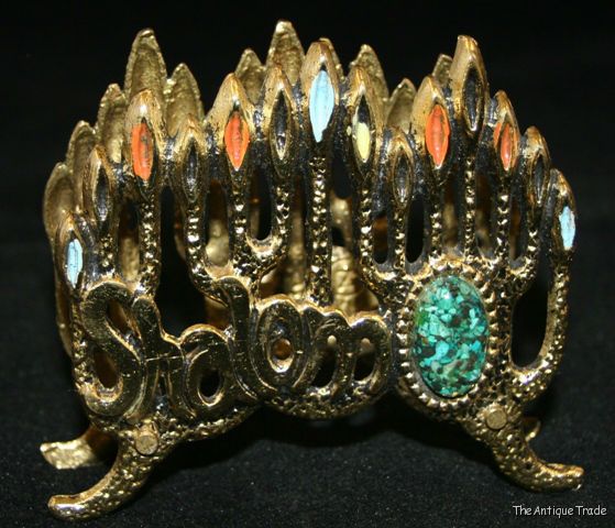 Vintage Shalom Jewish brass Letter rack holder