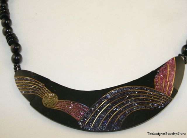 Vintage Art Deco Necklace set brass inlay Bakelite