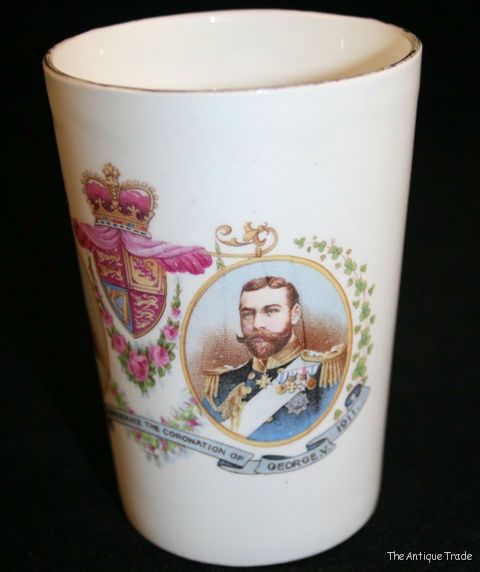 1911 Vintage British porcelain King George V coronation commemorative beaker
