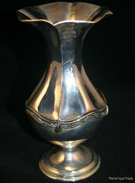 1930 Vintage British Art Deco Silverplate Vase
