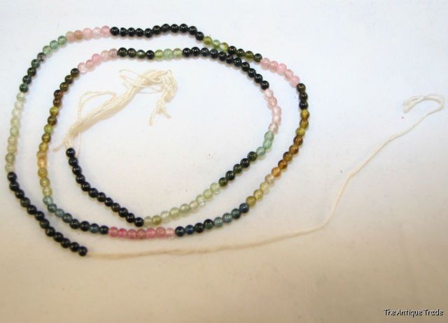 Natural Watermelon Tourmaline gemstone 2mm round bead strand 15 inches long