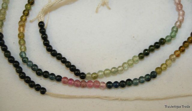 Natural Watermelon Tourmaline gemstone 2mm round bead strand 15 inches long