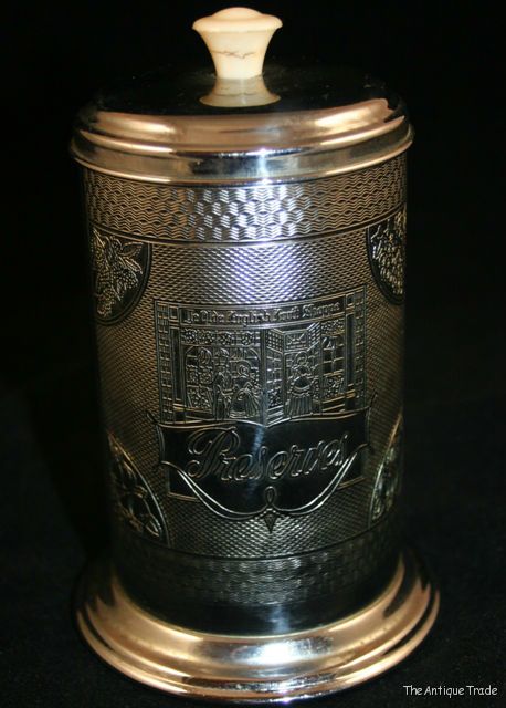 Vintage British chrome Shop display small jar for Preserves