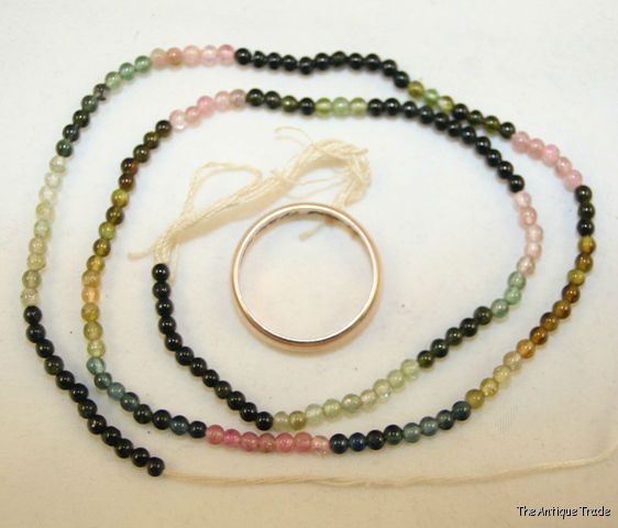 Natural Watermelon Tourmaline gemstone 2mm round bead strand 15 inches long