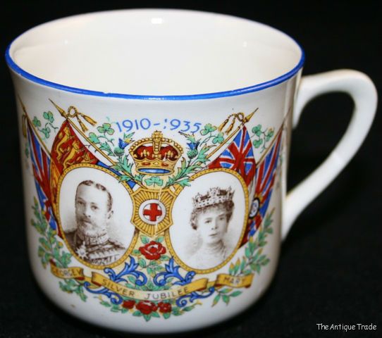 1935 Vintage British Alma Ware porcelain King George V Silver Jubilee cup