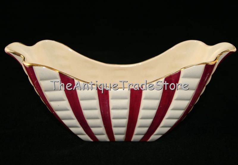 Antique Wood porcelain Art Deco boat shape vase