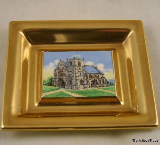 Vintage gilded porcelain Ashtray British castle image