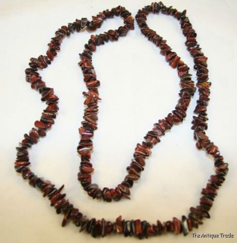 Natural Read Tiger Eyes gemstone necklace 36 inches long