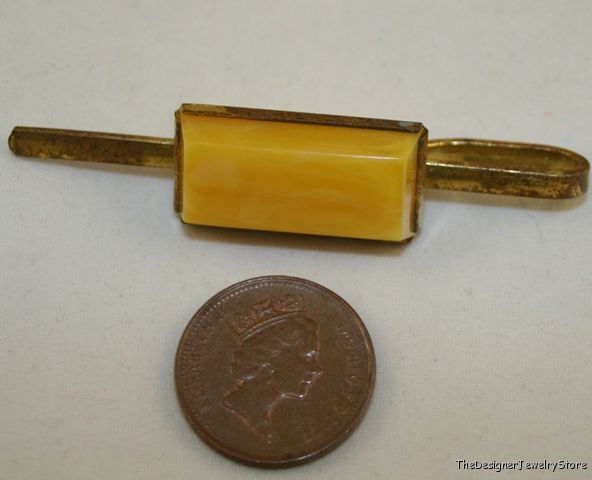 Vintage natural Baltic Amber Gentlemans tie Clip  je8