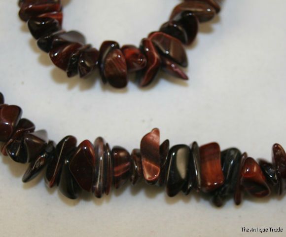 Natural Read Tiger Eyes gemstone necklace 36 inches long