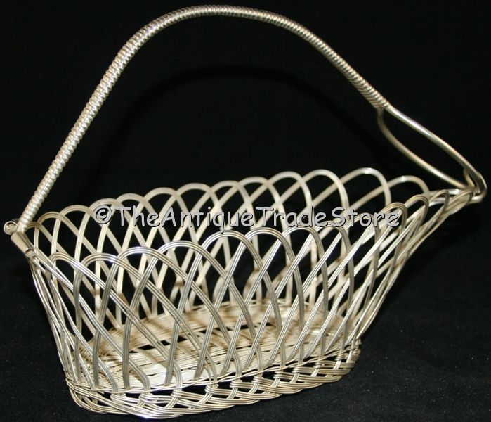 Vintage white metal Wine serving pouring basket