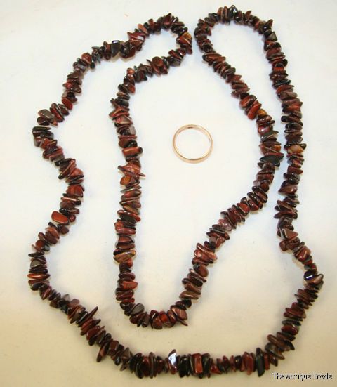 Natural Read Tiger Eyes gemstone necklace 36 inches long