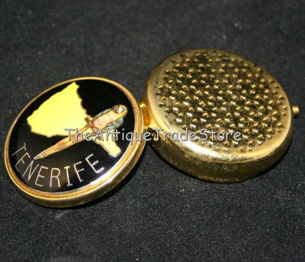 Spanish Tenerife compact box metal with enamel